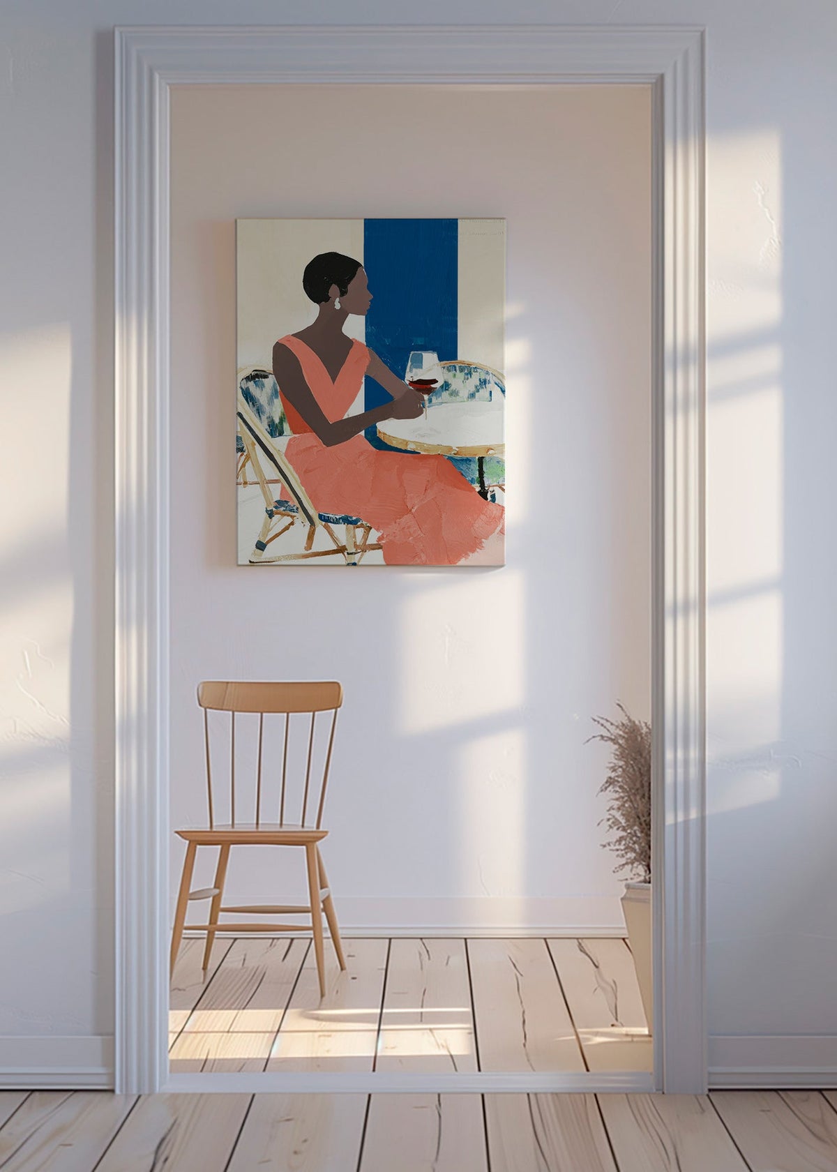 Cuadro de cocina con figura femenina y copa coral – Canvas