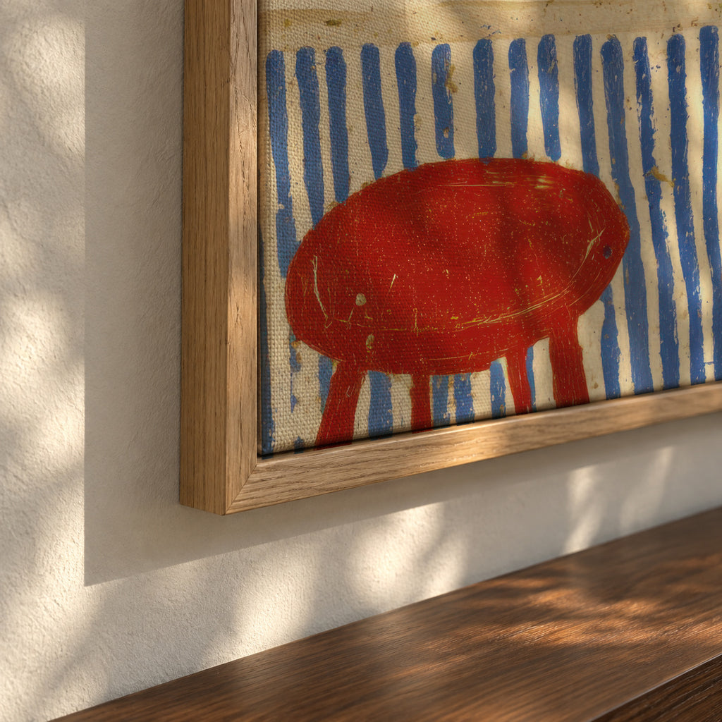 Blue Striped Bar - Framed canvas detail