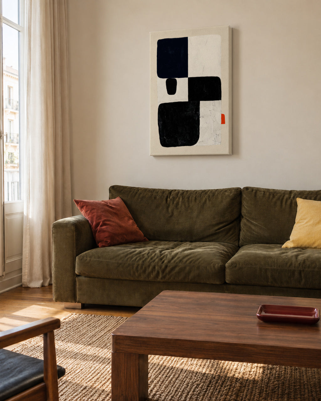 Red-Black Intersection - Unframed canvas in an interior