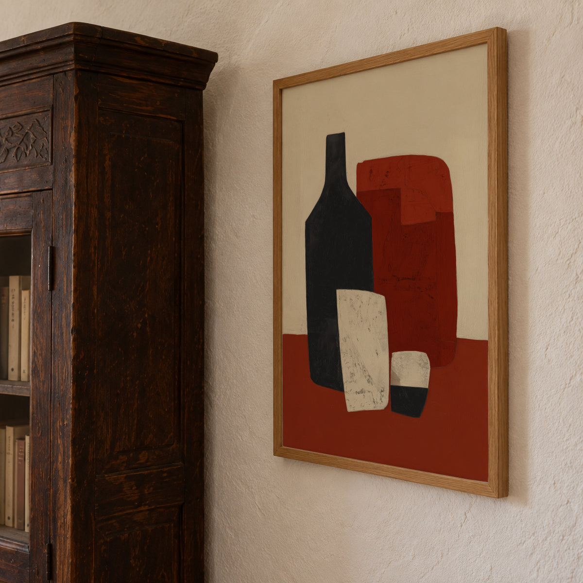 Red Wine Geometry - Framed poster detail