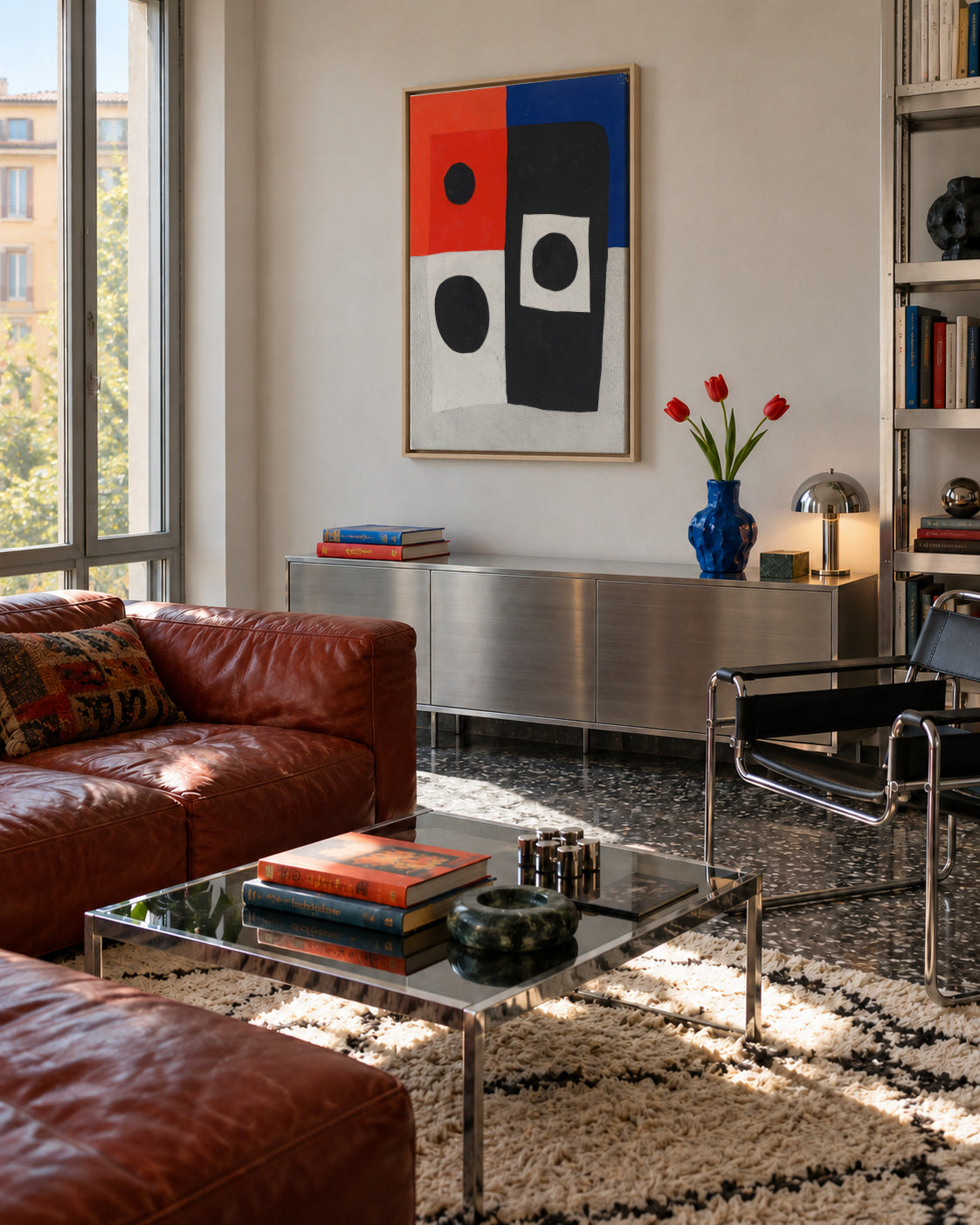 Primary Geometry - Framed canvas in an interior