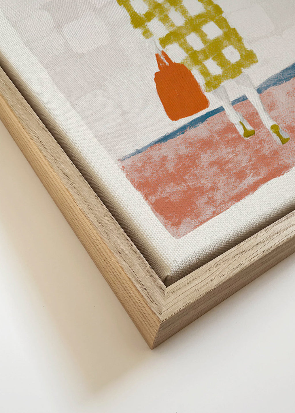 Ilustración de mujer de espaldas con abrigo a cuadros – Canvas detail