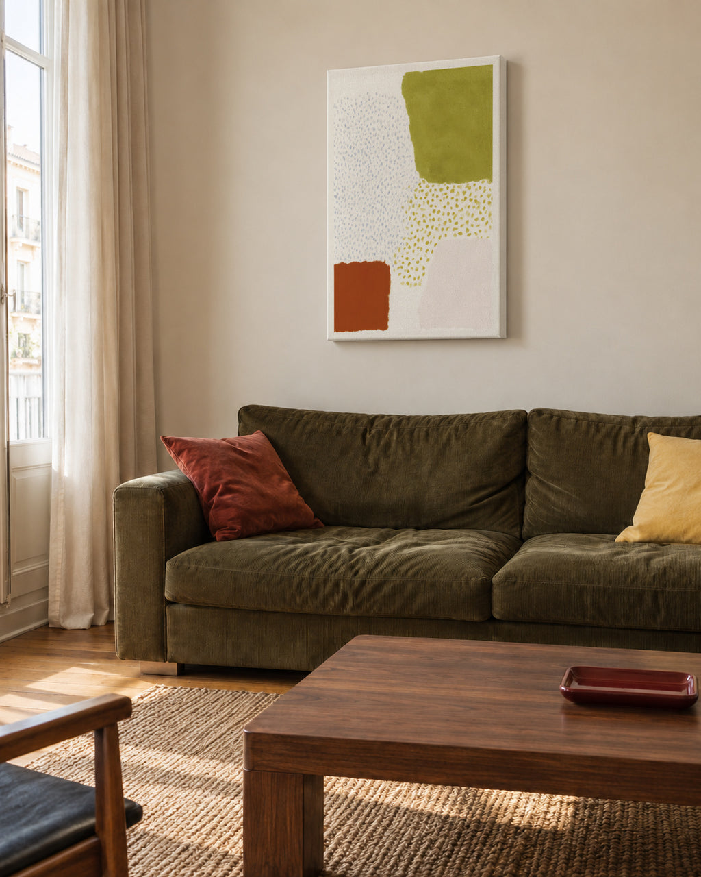 Olive Pattern - Unframed canvas in an interior