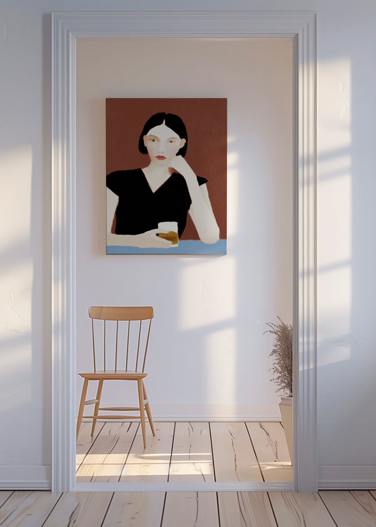 Cuadro de cocina con retrato y copa – Canvas