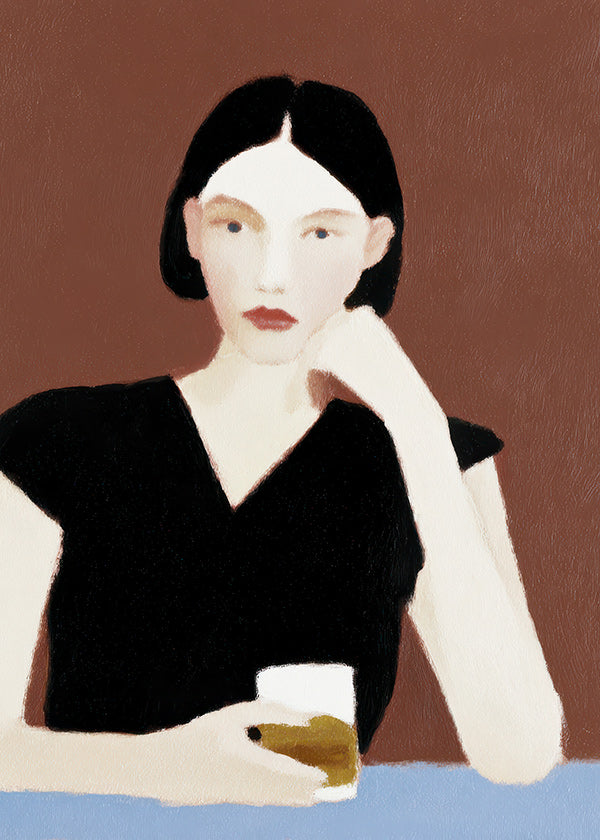 Cuadro de cocina con retrato y copa