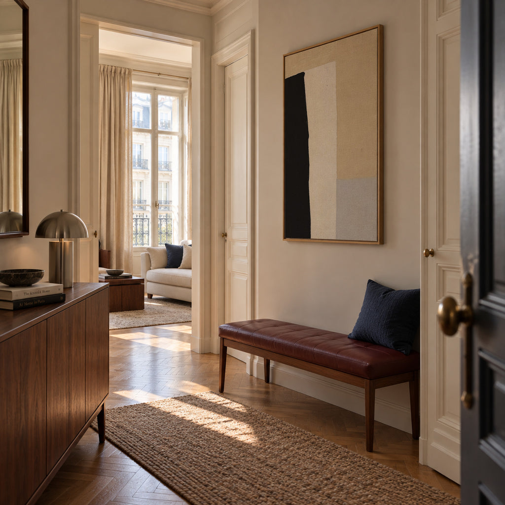 Monochrome Silence - Framed canvas in an interior