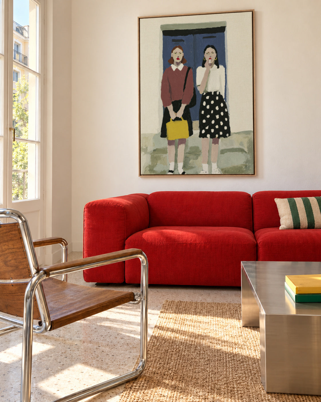 Blue Door Duo - Framed canvas in an interior