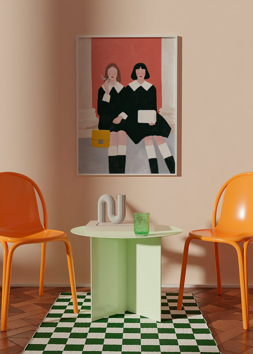 Ilustración de dos figuras sentadas estilo retro – Product3