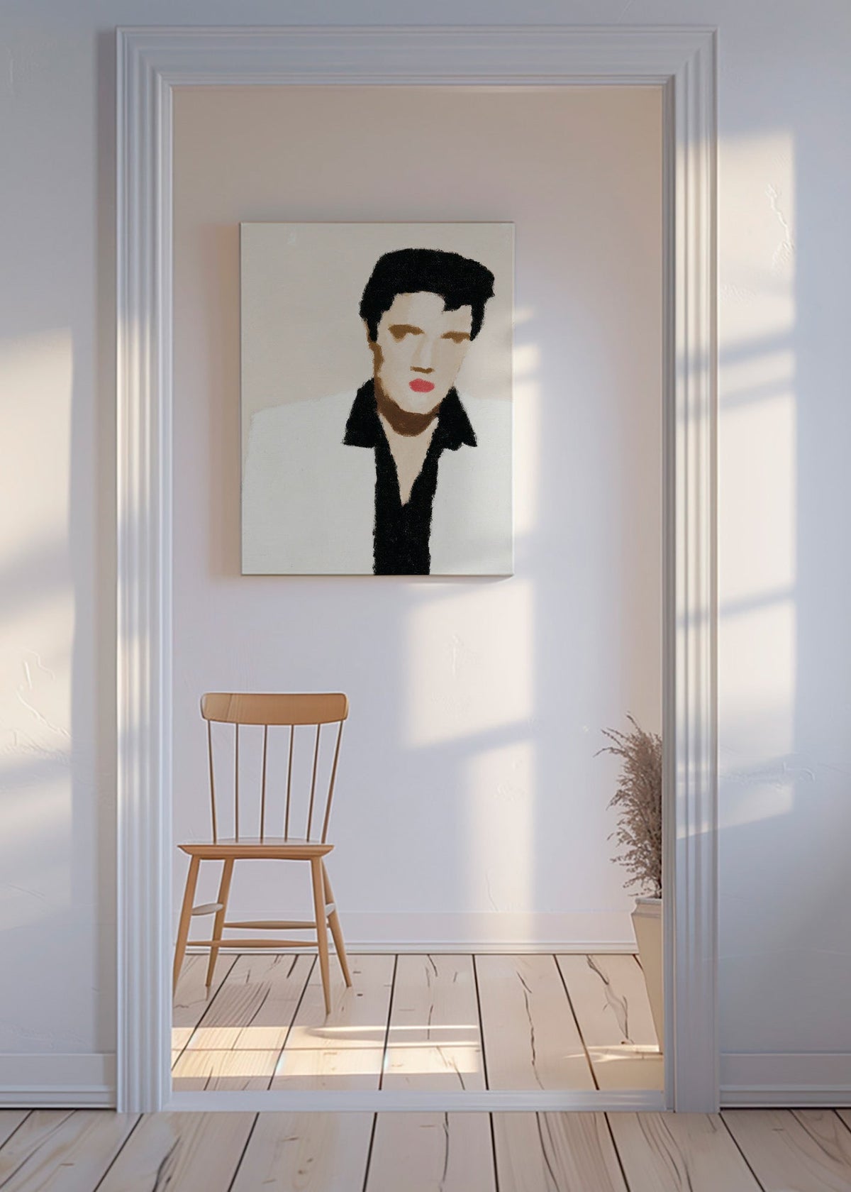 Ilustración retrato minimalista con gesto icónico – Canvas