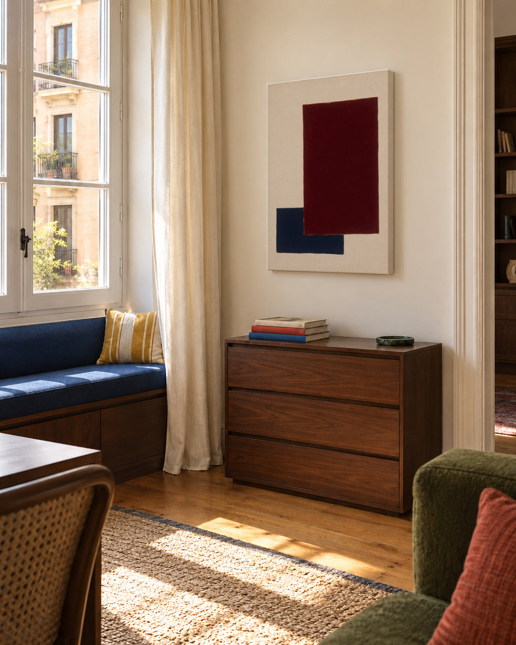 Burgundy Corner II - Unframed canvas in an interior