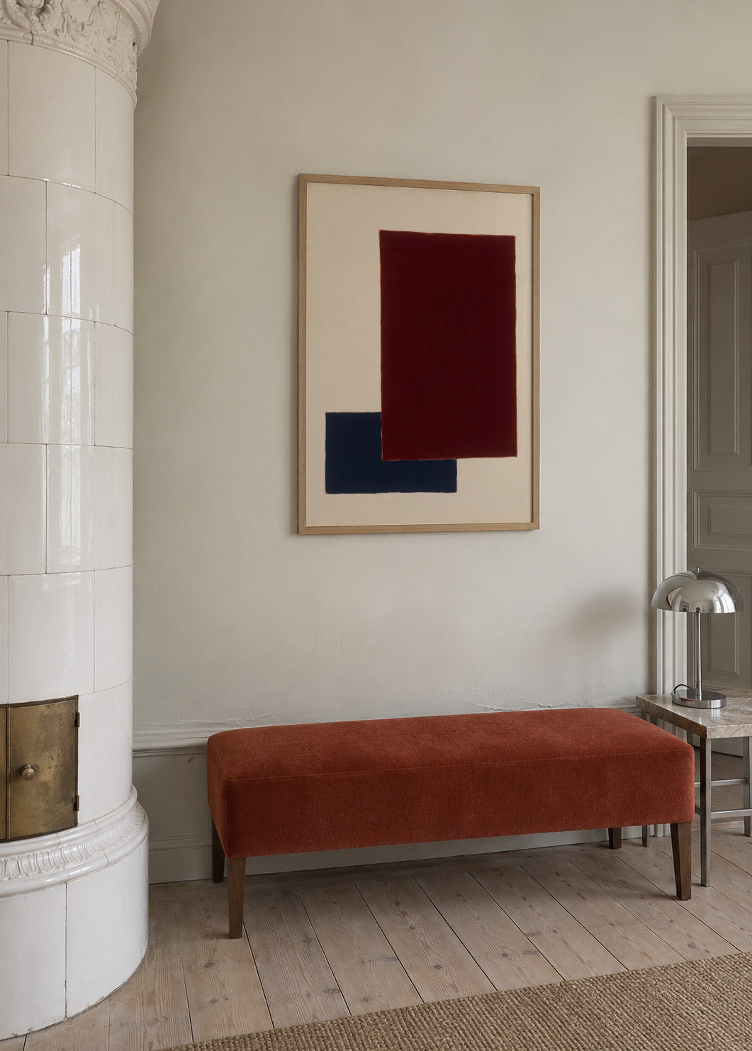 Burgundy Corner II - Framed poster in an interior