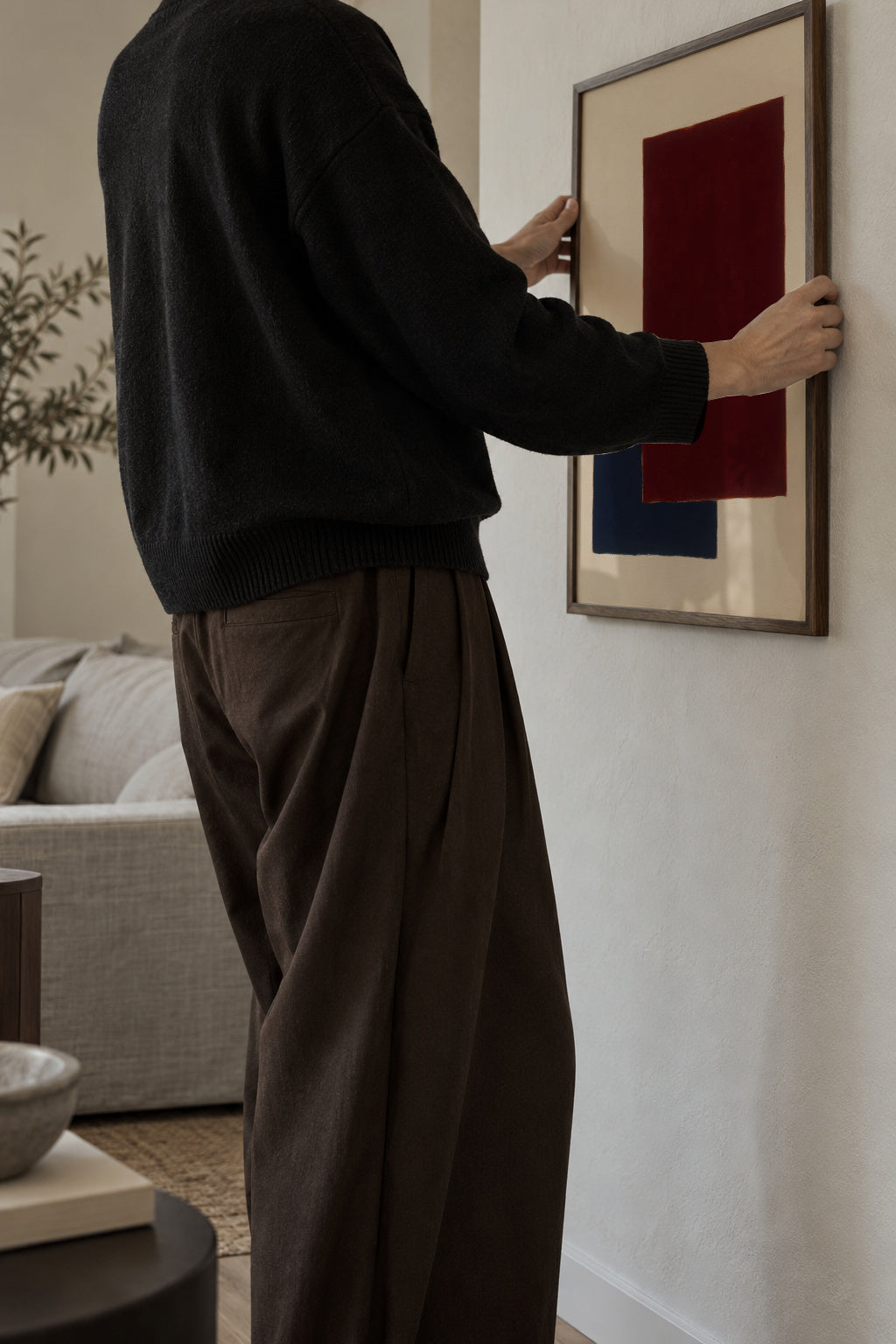 Burgundy Corner II - Framed poster in an interior