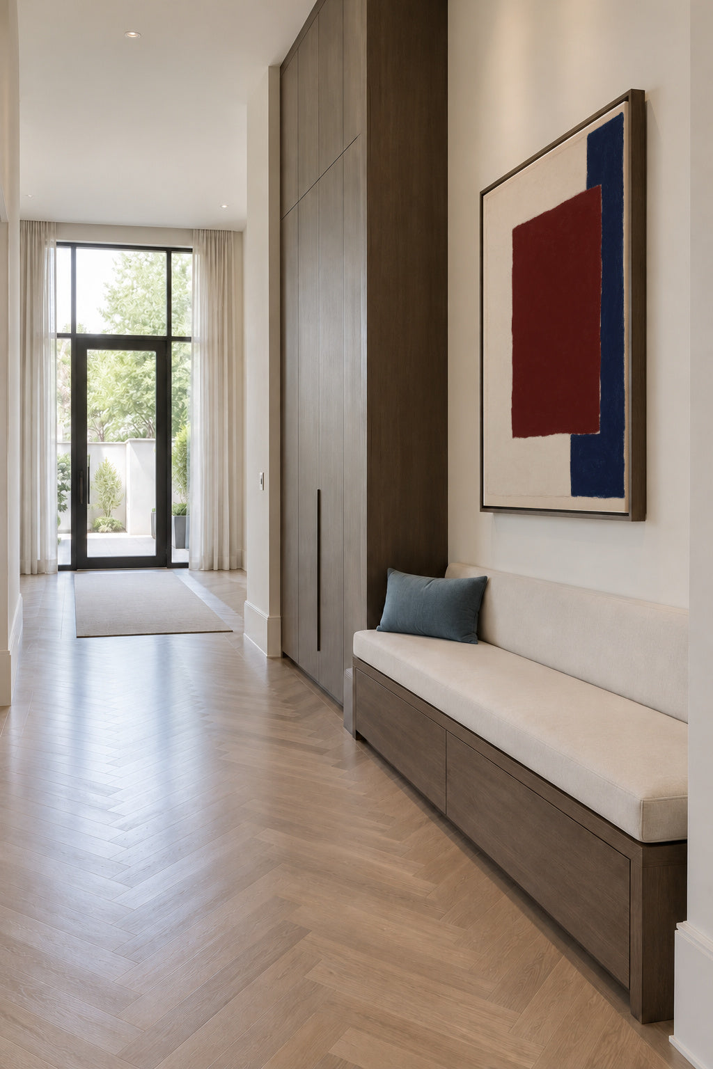 Burgundy Corner III - Framed canvas in an interior