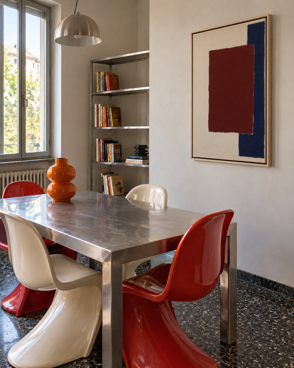 Burgundy Corner III - Framed canvas in an interior