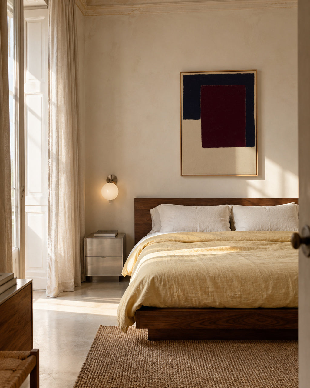 Burgundy Corner VI - Framed canvas in an interior