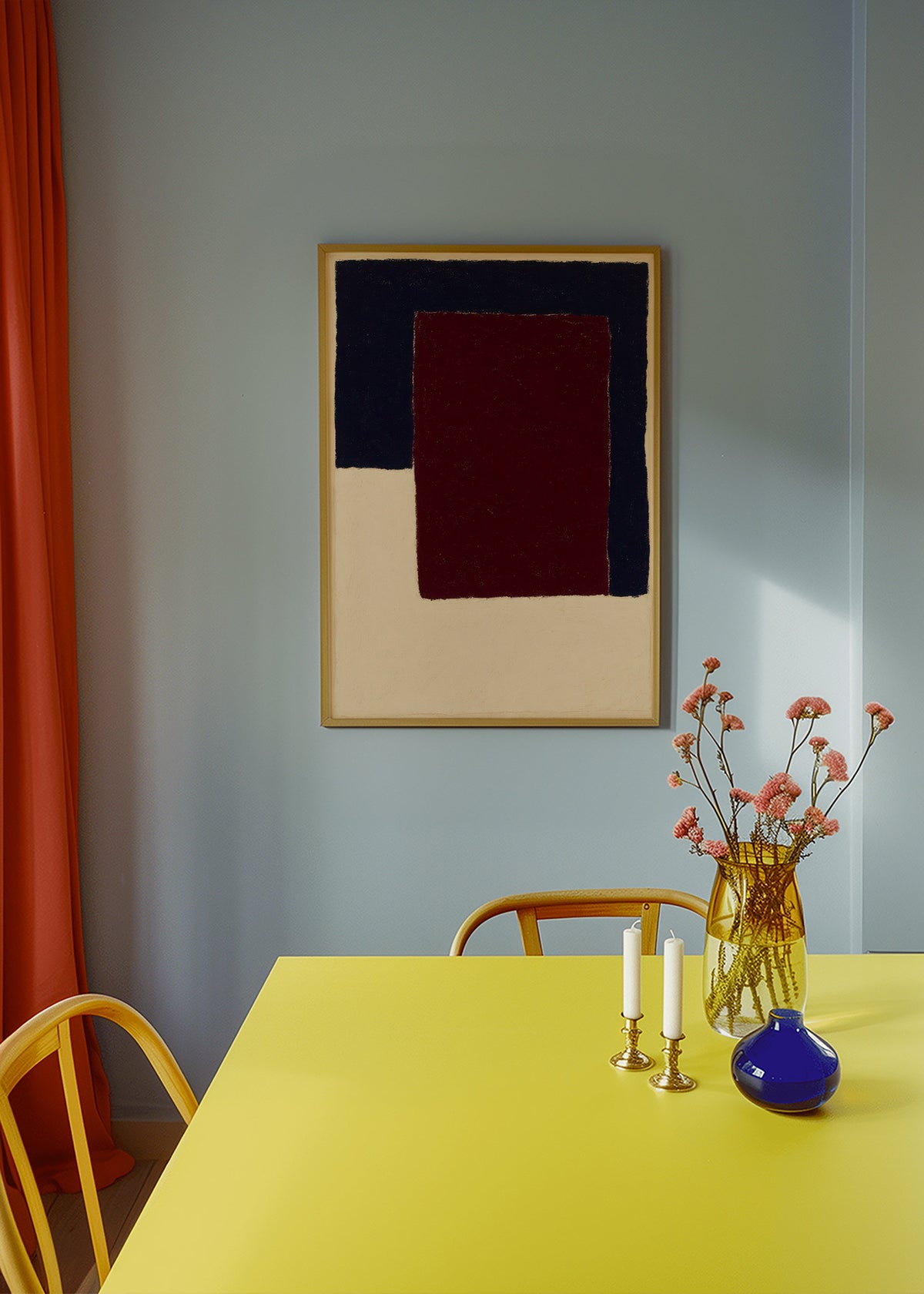 Cuadro abstracto borgoña vertical – Product3