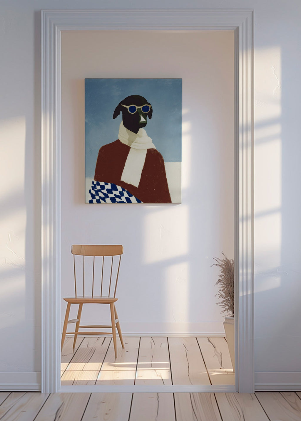 Cuadro perro invernal con bufanda – Canvas