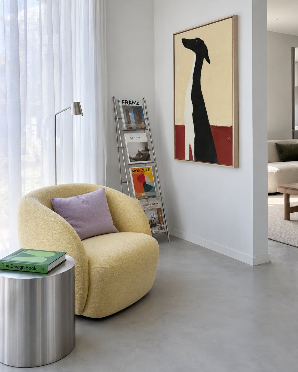 Elegant Greyhound - Framed canvas in an interior