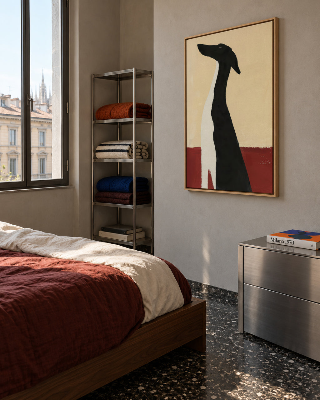 Elegant Greyhound - Framed canvas in an interior