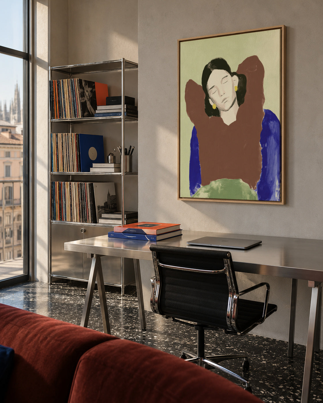 Morning Stretch - Framed canvas in an interior