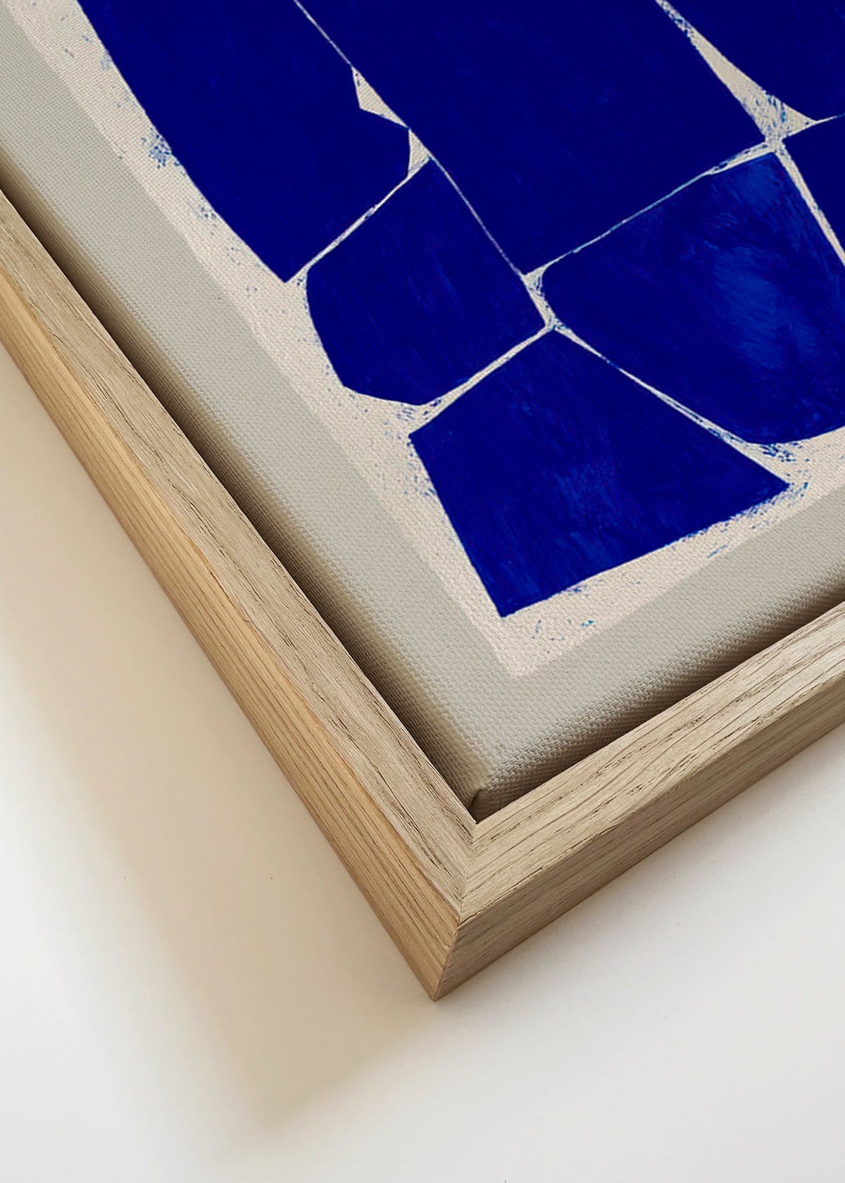 Cuadro abstracto en bloques azules – Canvas detail