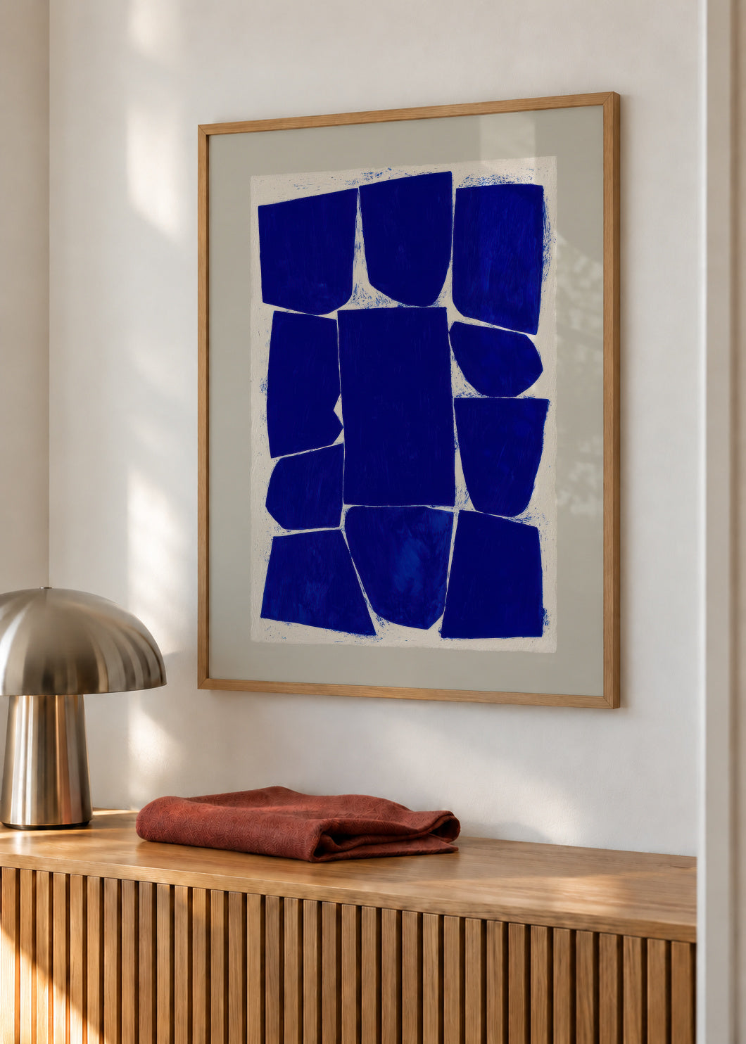 Indigo Mosaic II - Framed poster in an interior