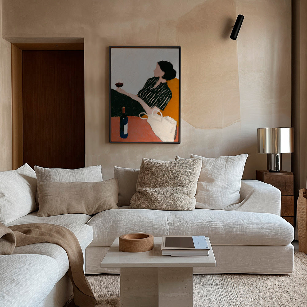 Cuadro de cocina con mujer y copa – Canvas2