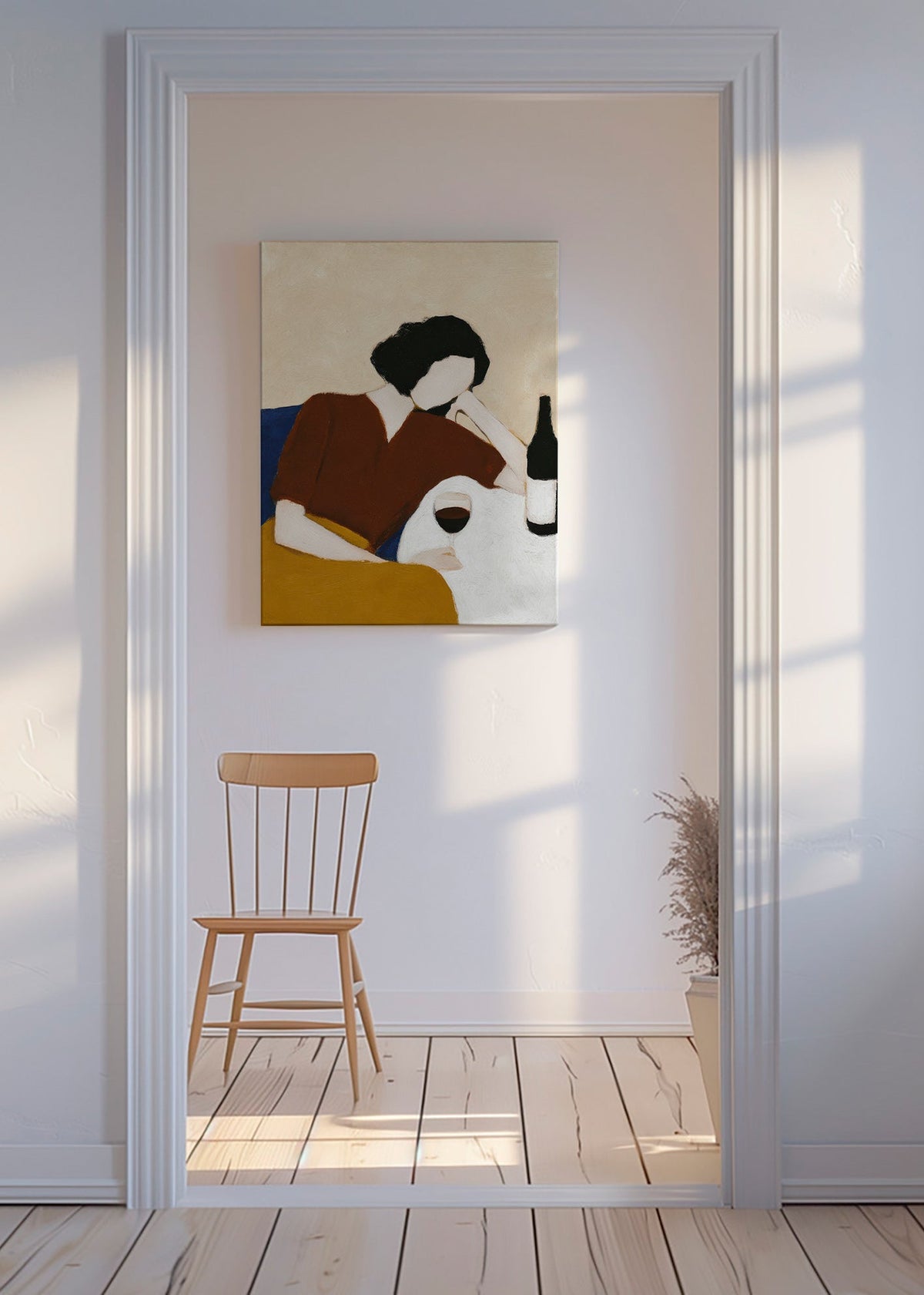 Cuadro de cocina con figura y copa de vino – Canvas