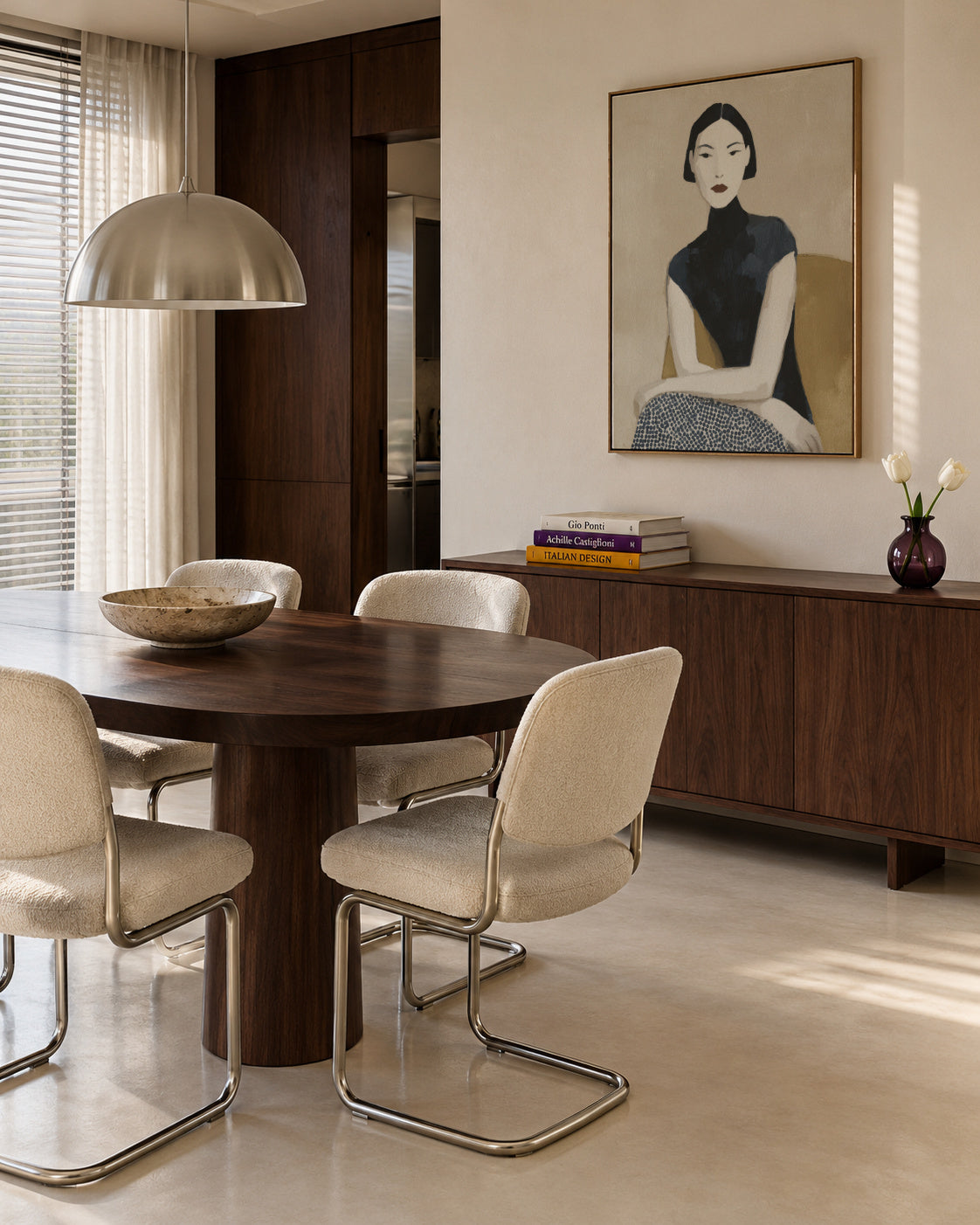 High Neck Elegance - Framed canvas in an interior