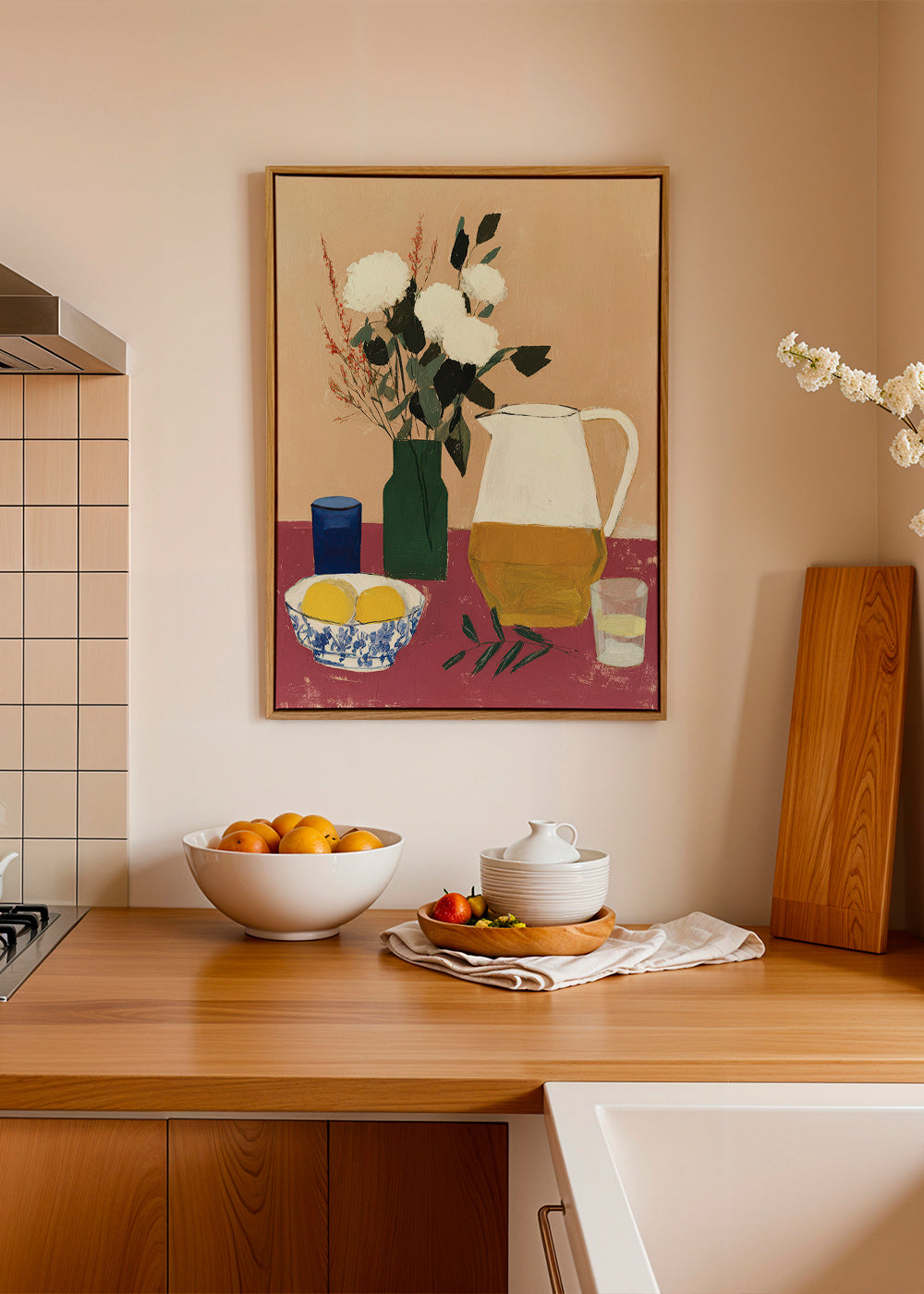 Cuadro de cocina con jarra y flores blancas – Canvas1