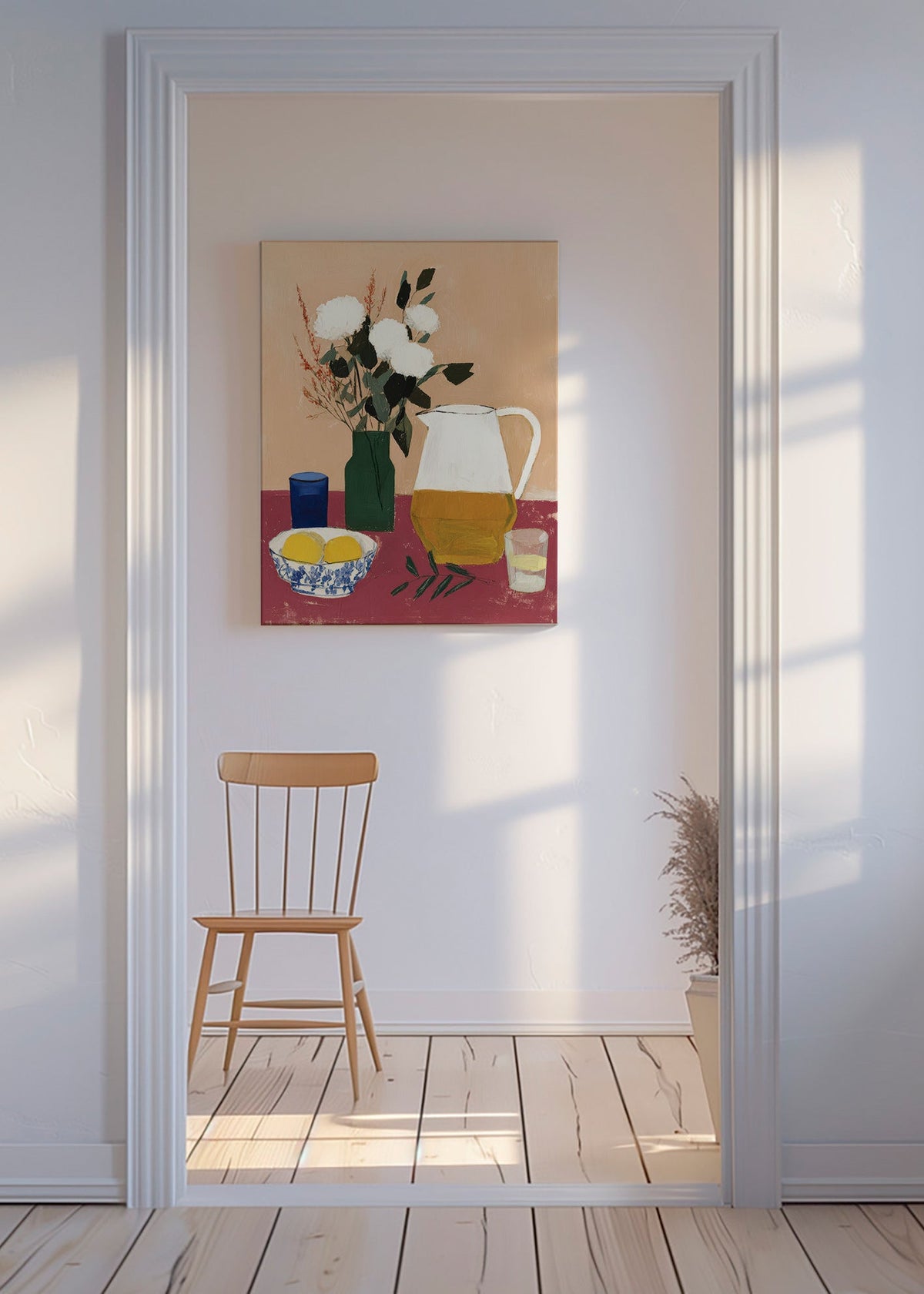 Cuadro de cocina con jarra y flores blancas – Canvas