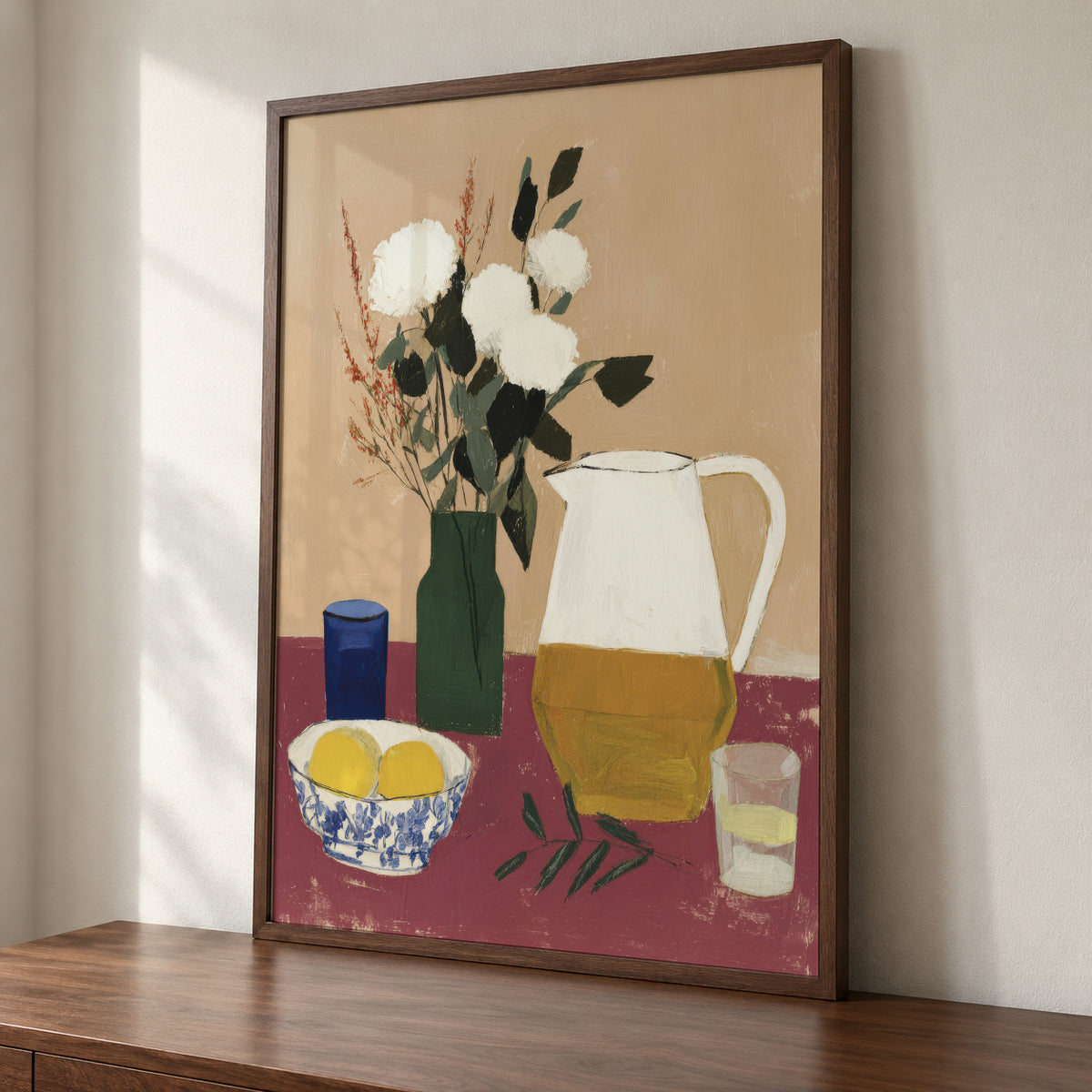White Flowers & Pitcher I - Framed poster detail