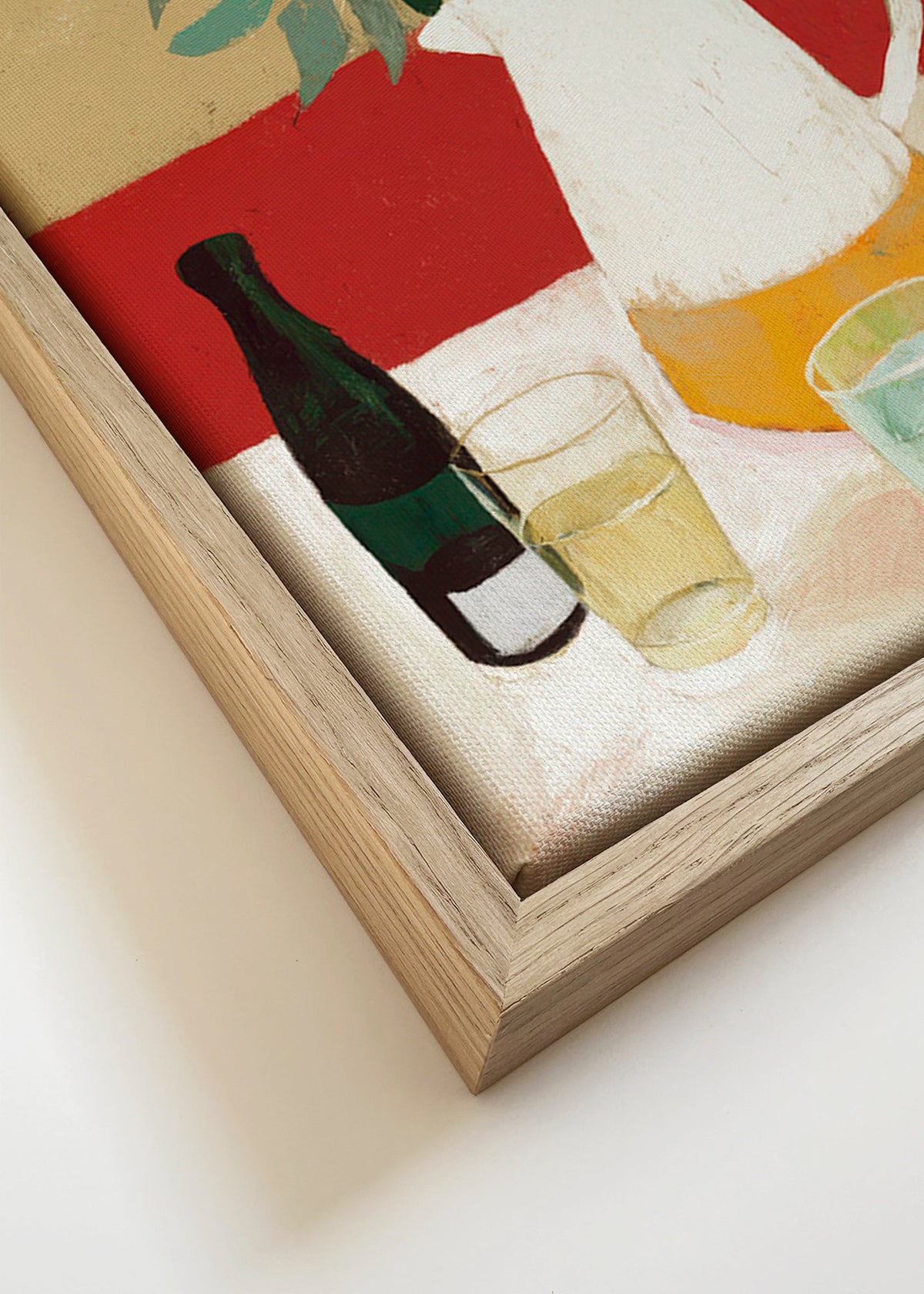 Lámina botánica con jarrón y flores blancas – Canvas detail