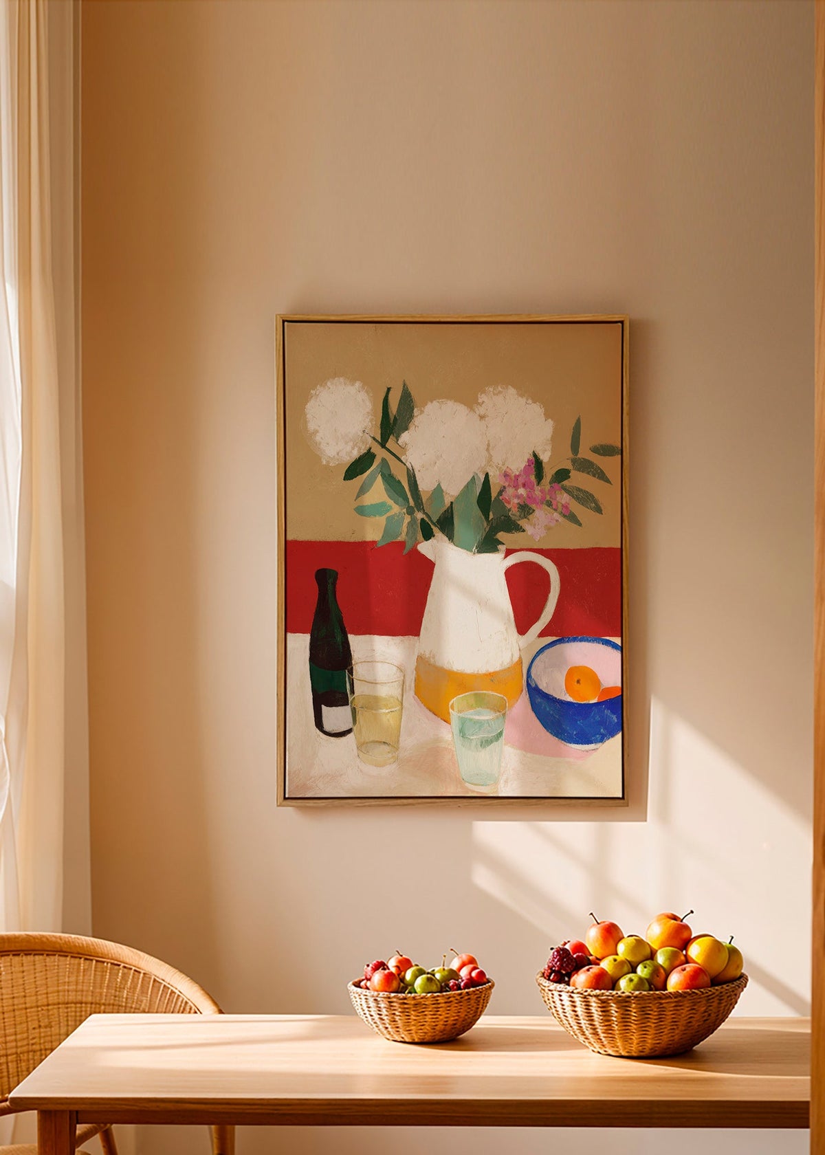 Lámina botánica con jarrón y flores blancas – Canvas2