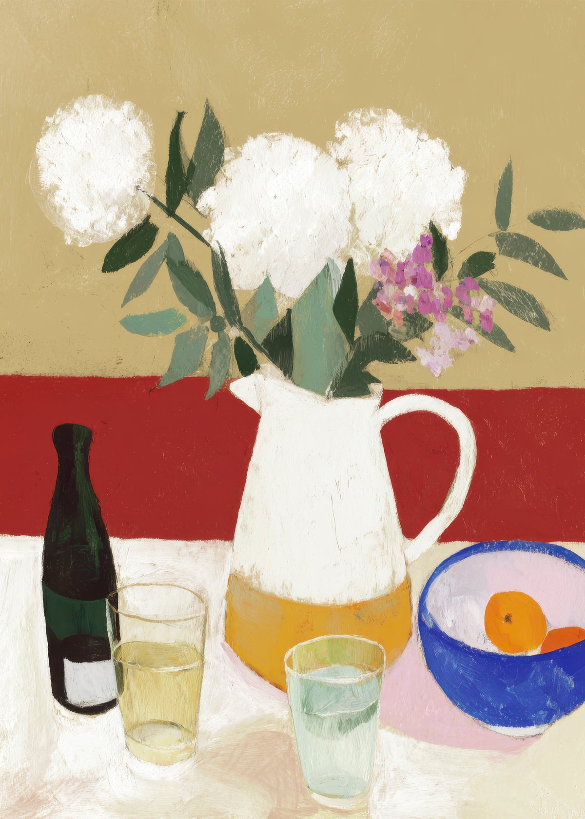 White Flowers & Pitcher II - Unframed art print