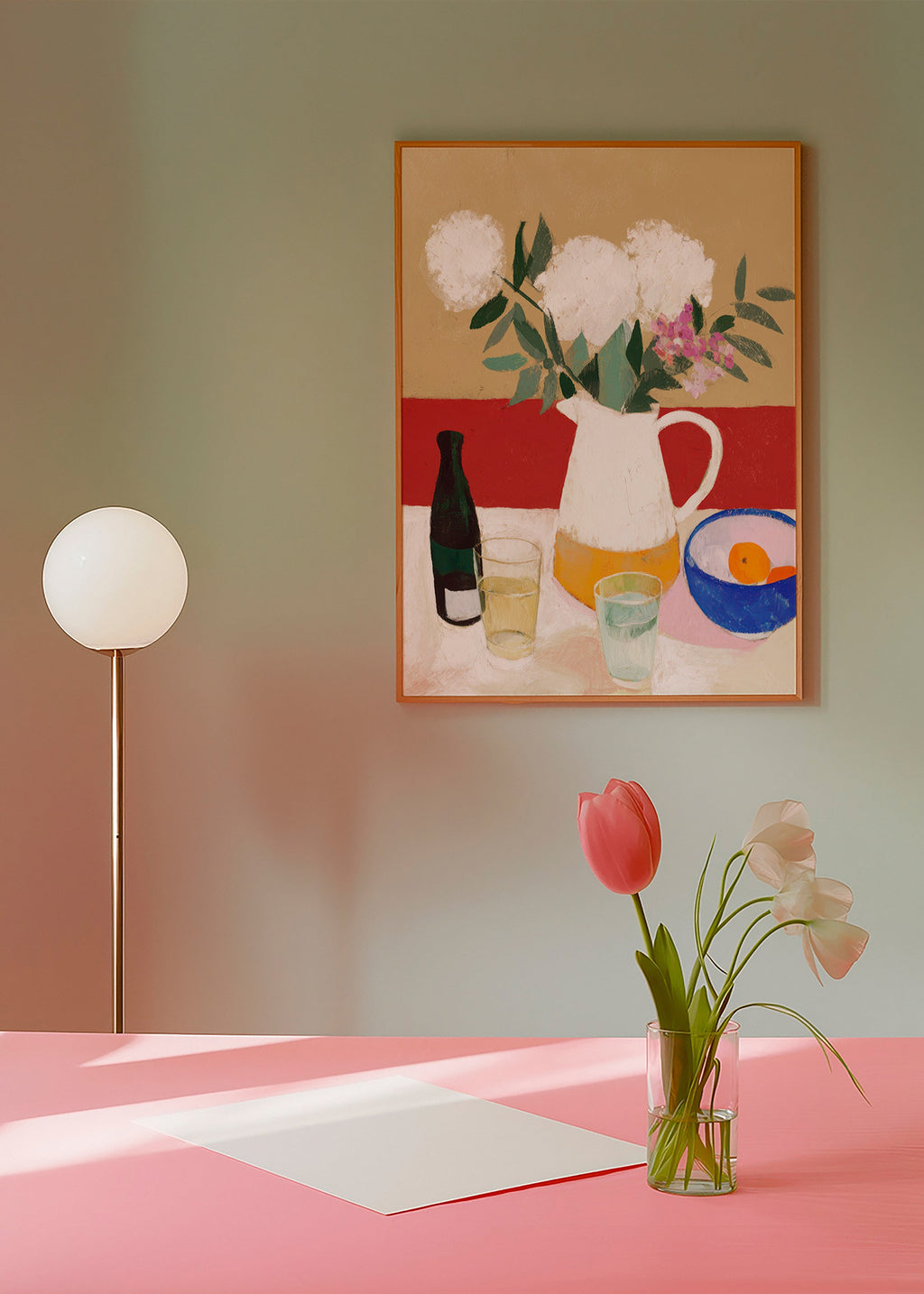 Lámina botánica con jarrón y flores blancas – Product2