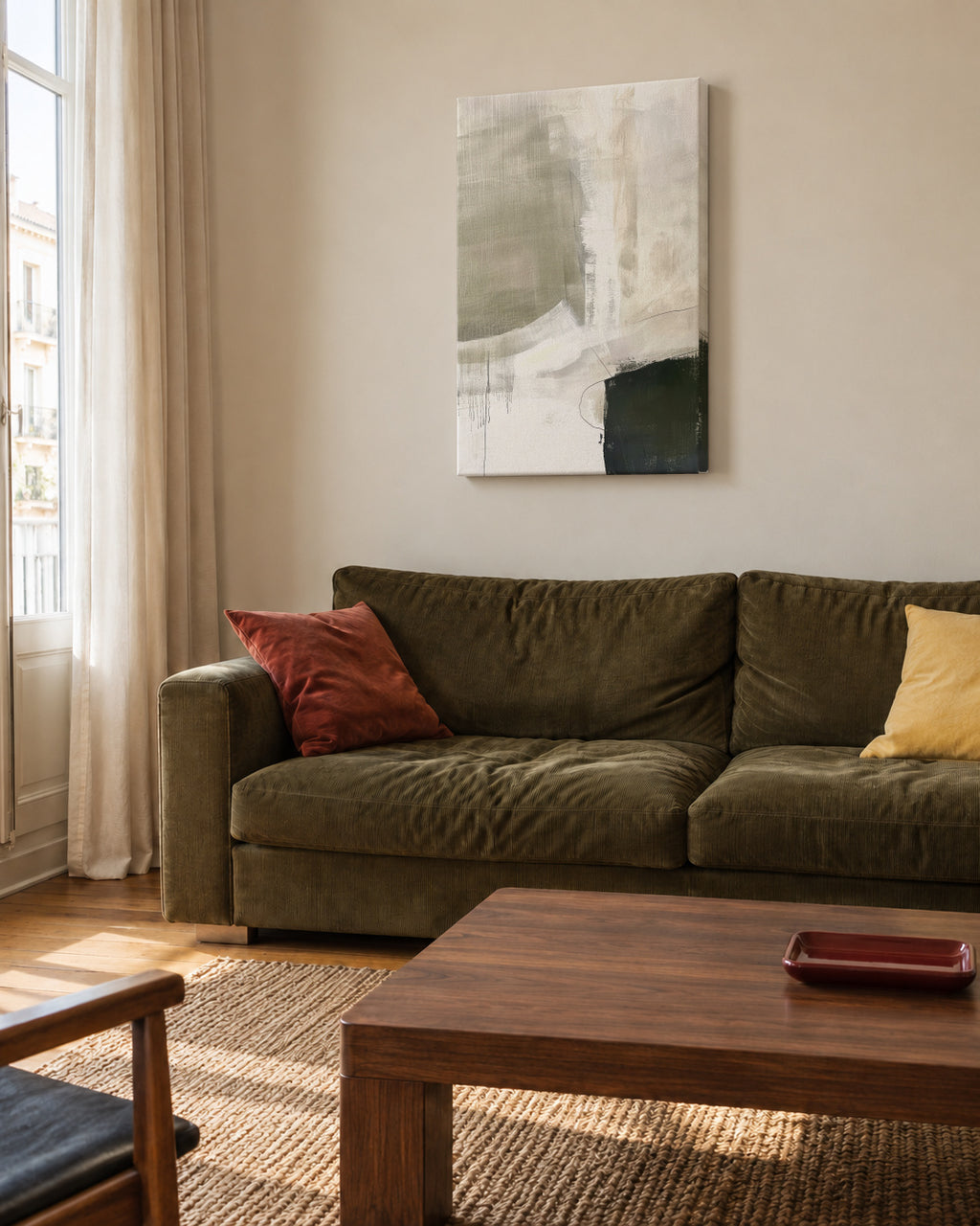 Ivory Mist - Unframed canvas in an interior