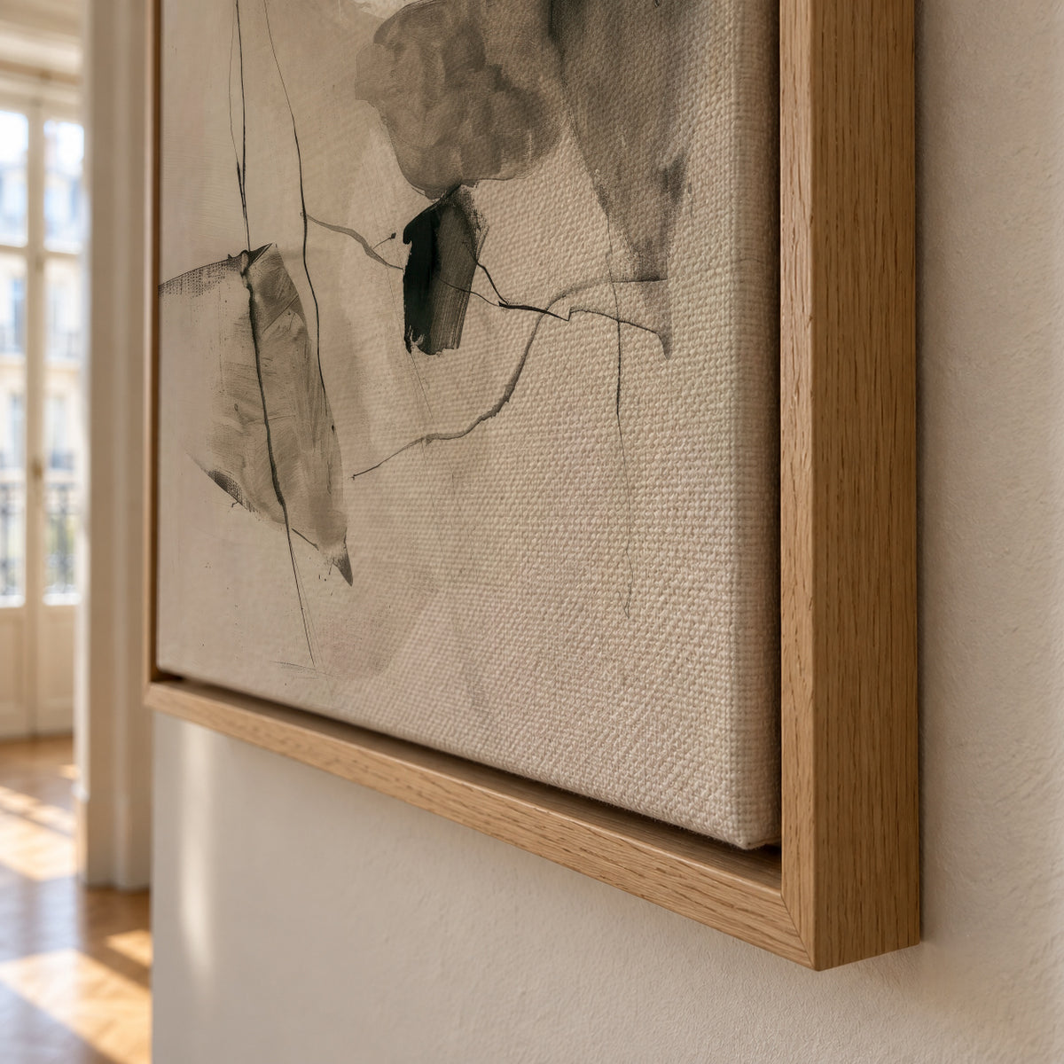 Ink in Repose I - Framed canvas detail
