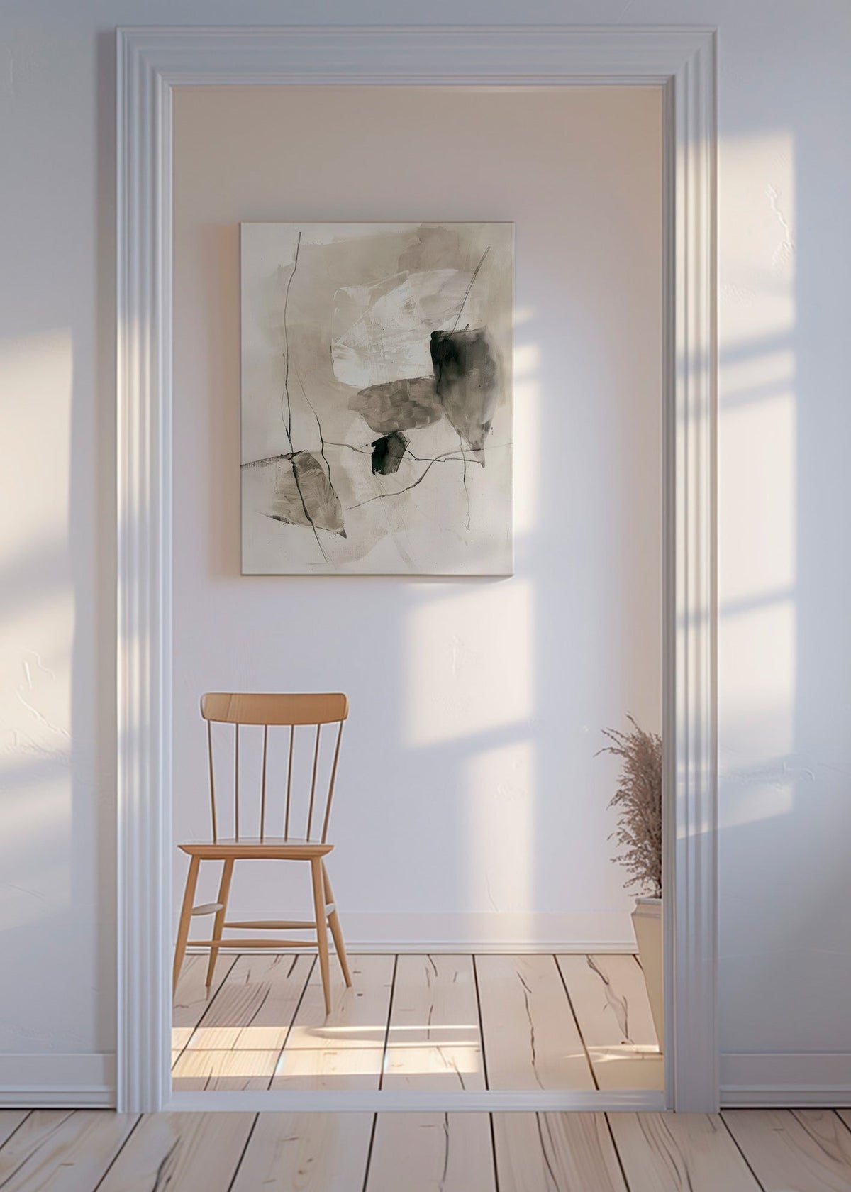 Cuadro abstracto en tinta y lavados beige – Canvas