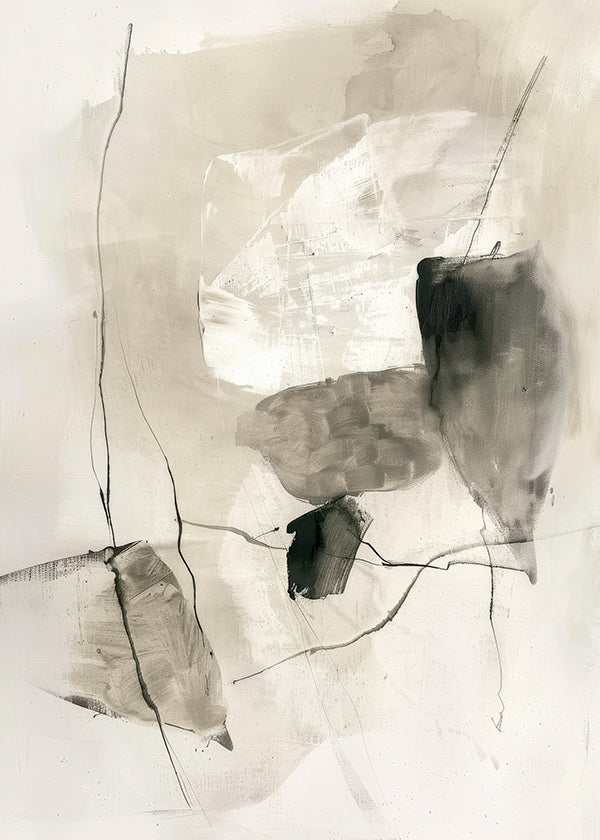 Cuadro abstracto en tinta y lavados beige