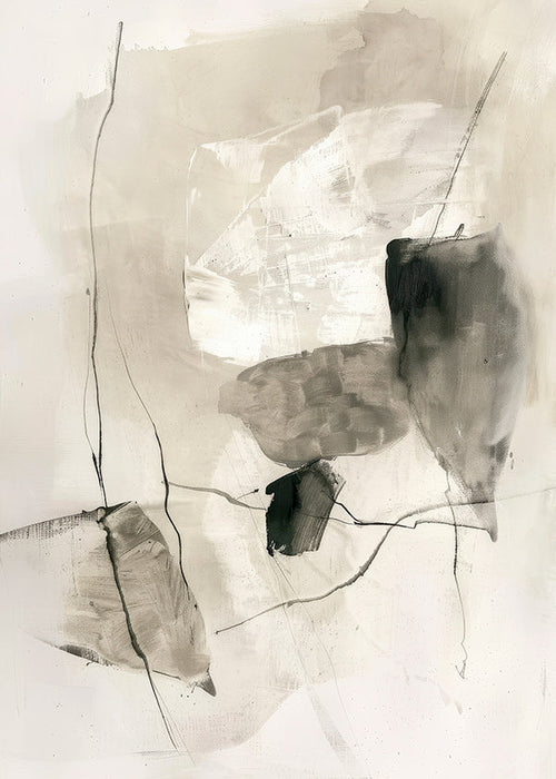 Cuadro abstracto en tinta y lavados beige