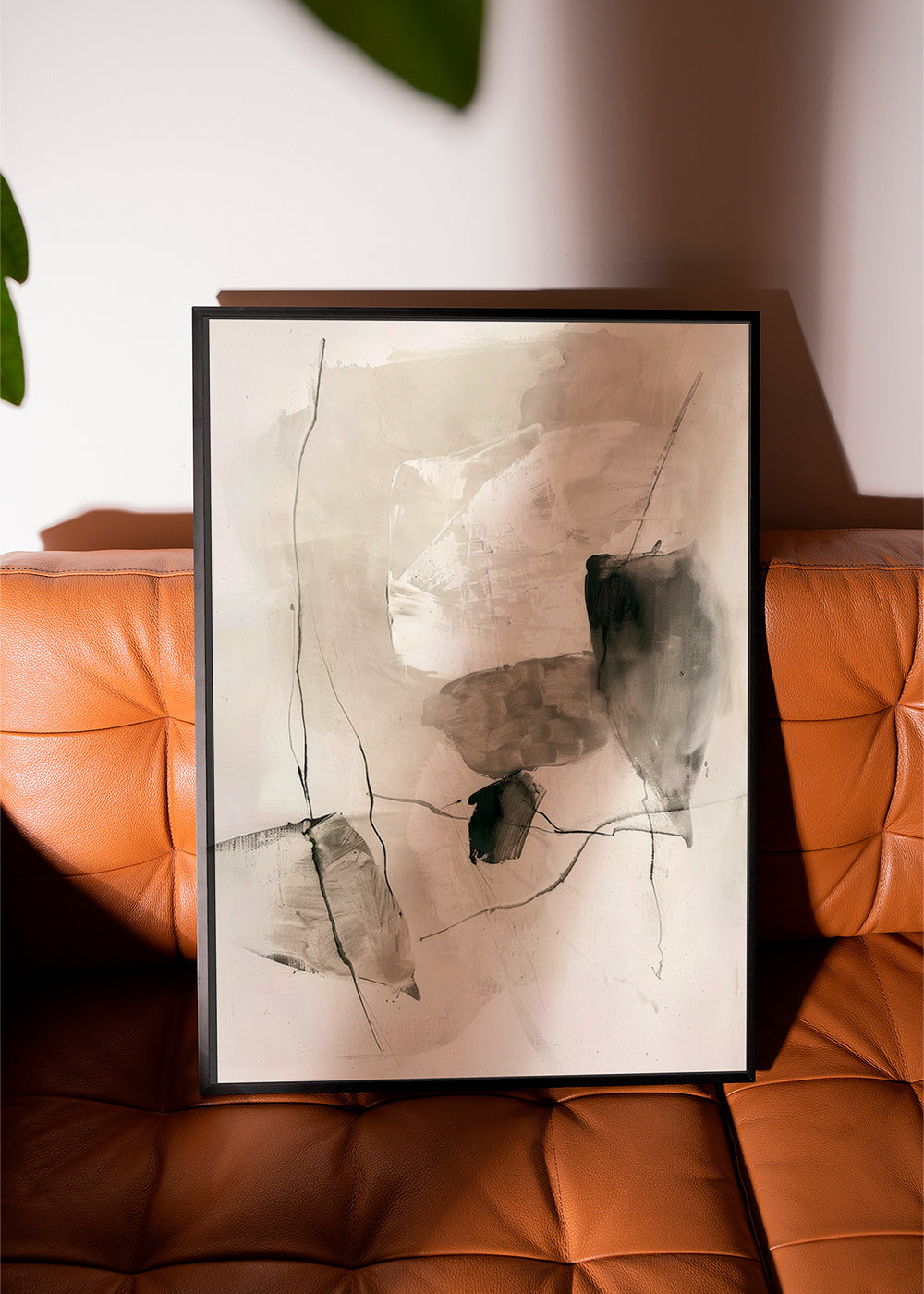 Cuadro abstracto en tinta y lavados beige – Product3