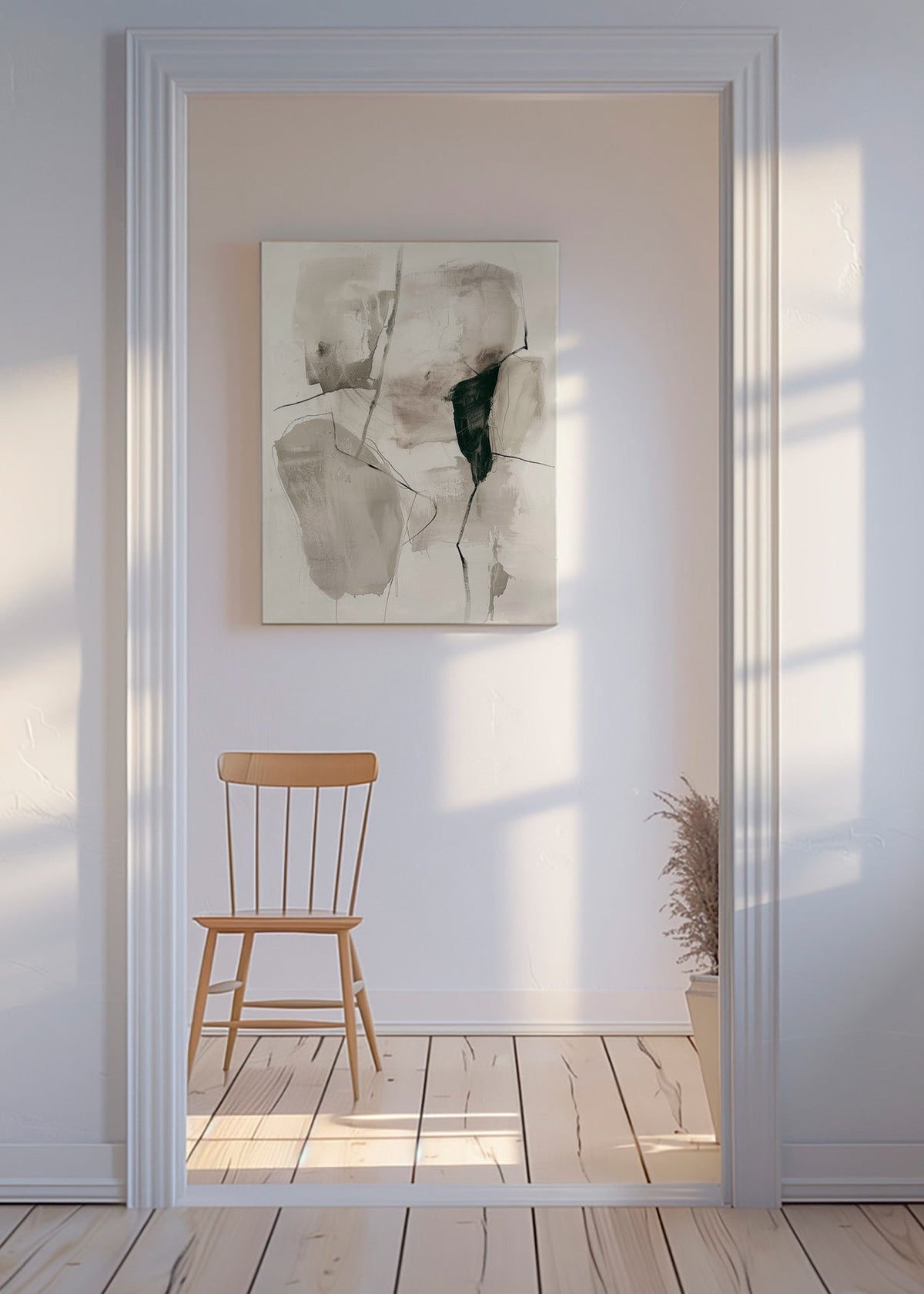 Cuadro abstracto en tinta y tonos neutros – Canvas