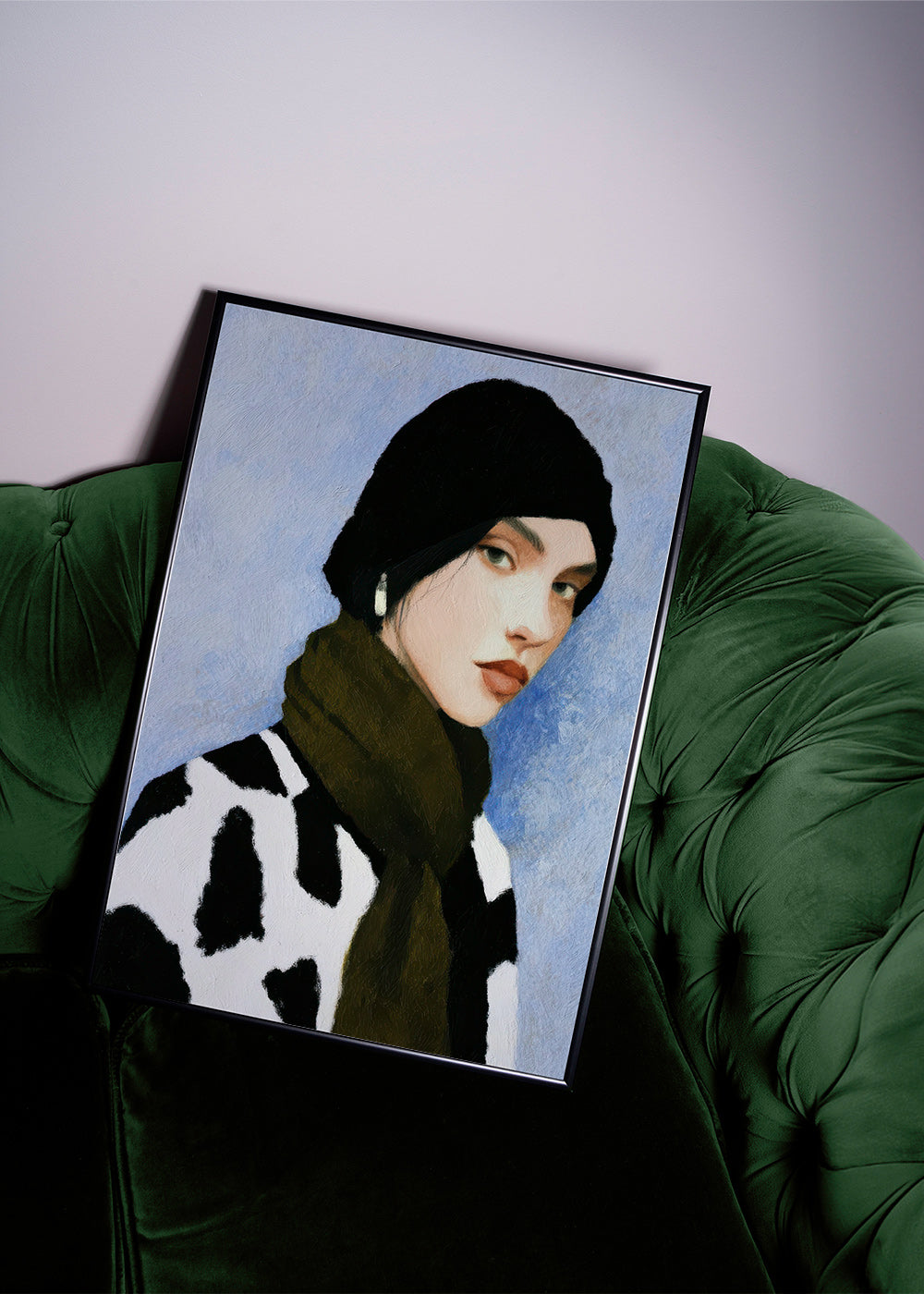 Ilustración de retrato con estampado vaca – Product1