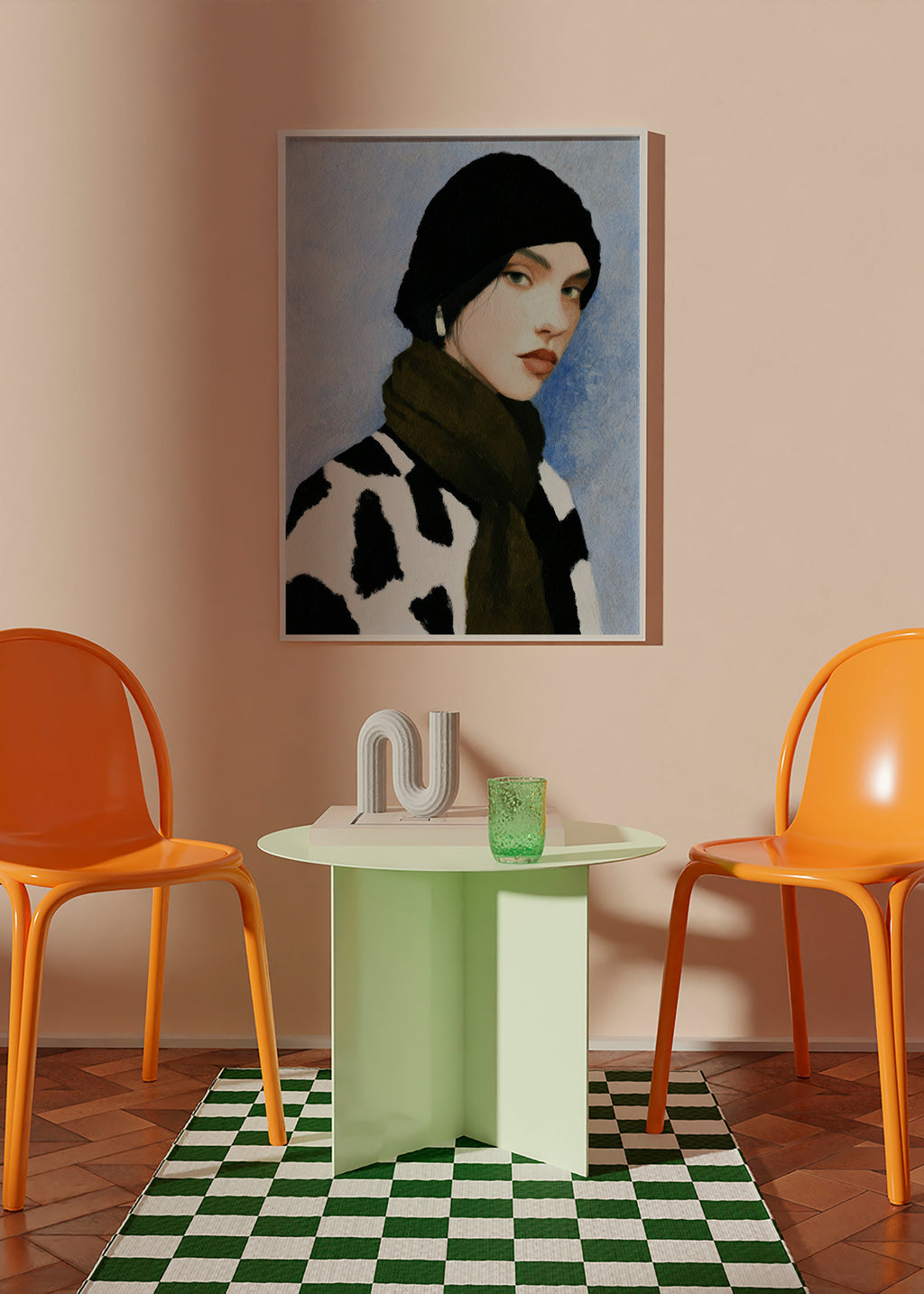 Ilustración de retrato con estampado vaca – Product2
