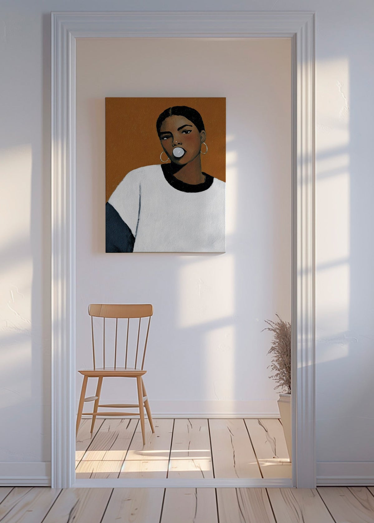 Ilustración retrato contemporánea con burbuja – Canvas