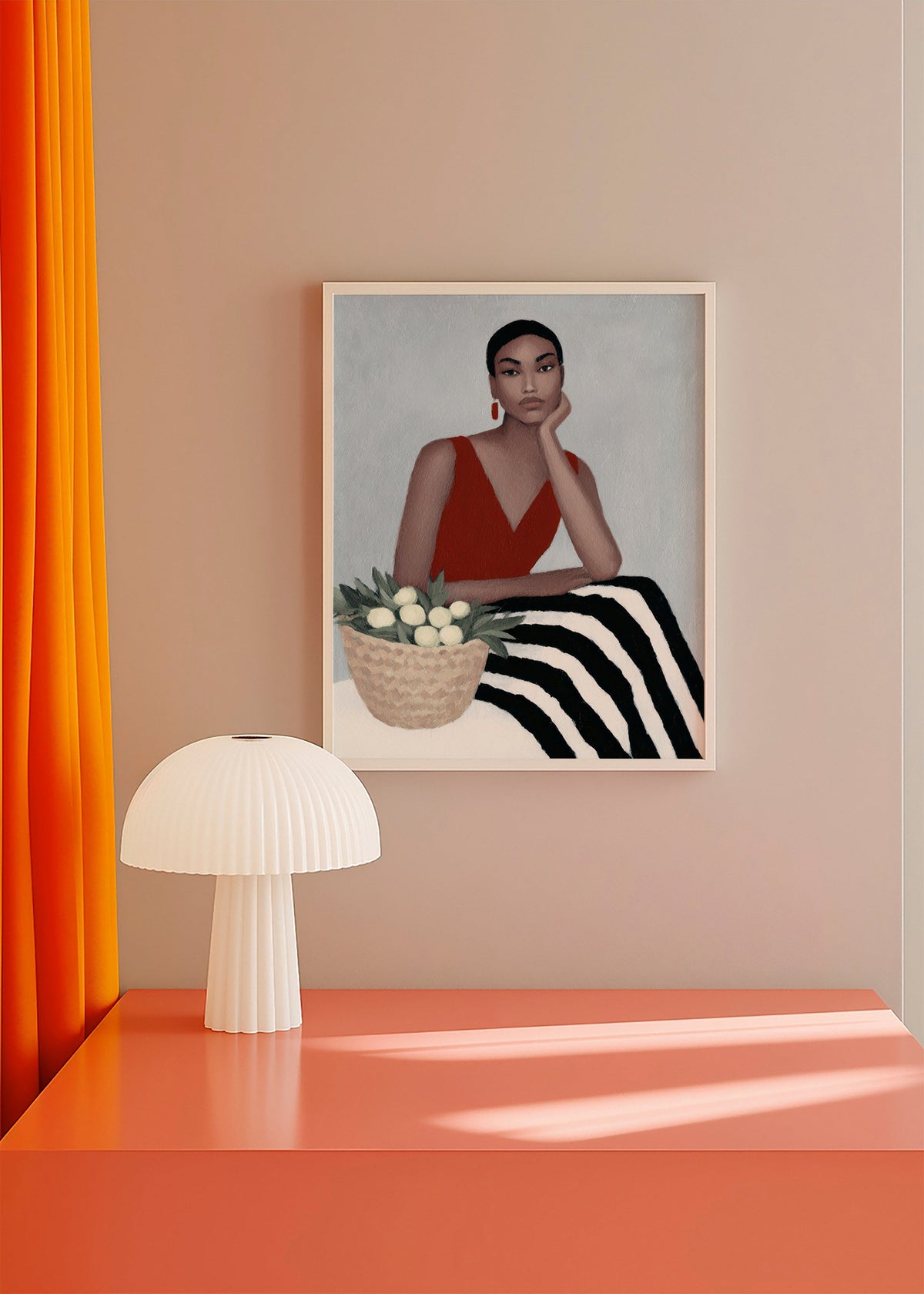 Ilustración de mujer con vestido rojo – Product1