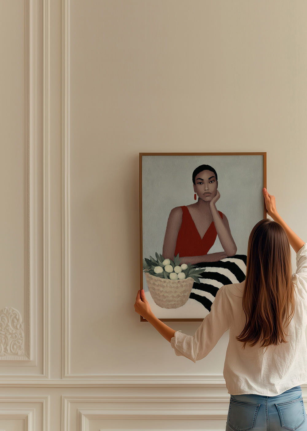 Ilustración de mujer con vestido rojo – Product2