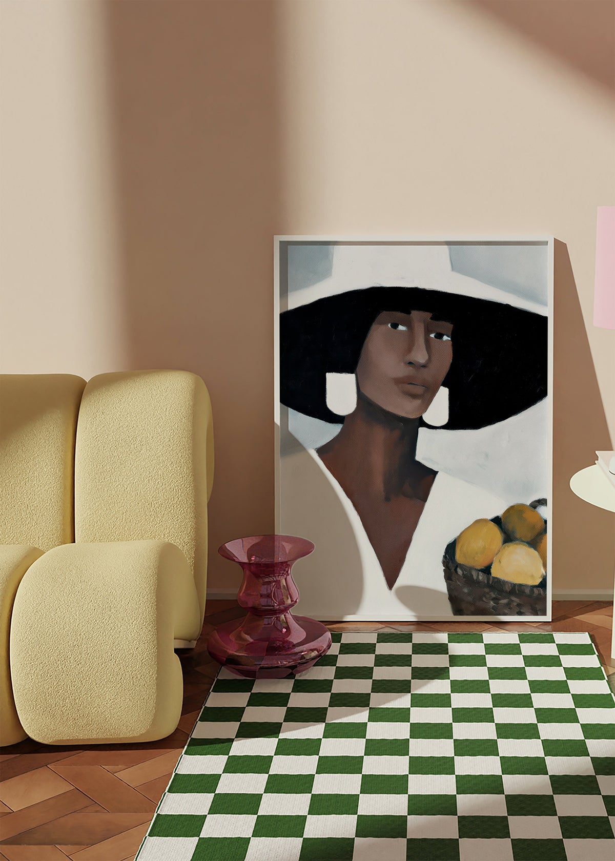 Cuadro de cocina: mujer con sombrero y limones – Product1