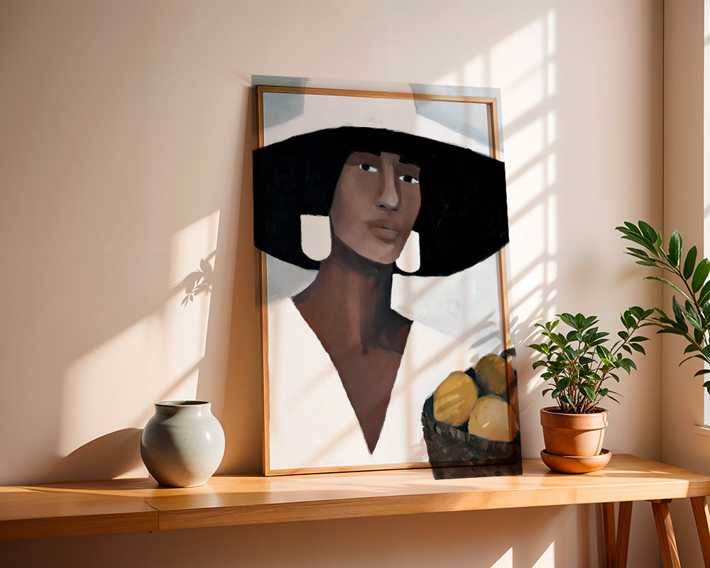Cuadro de cocina: mujer con sombrero y limones – Product2